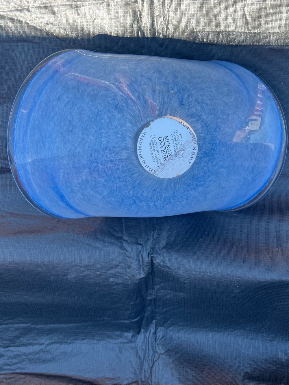 Blue Handblown Glass Decorative Bowl - Picture 2 of 2